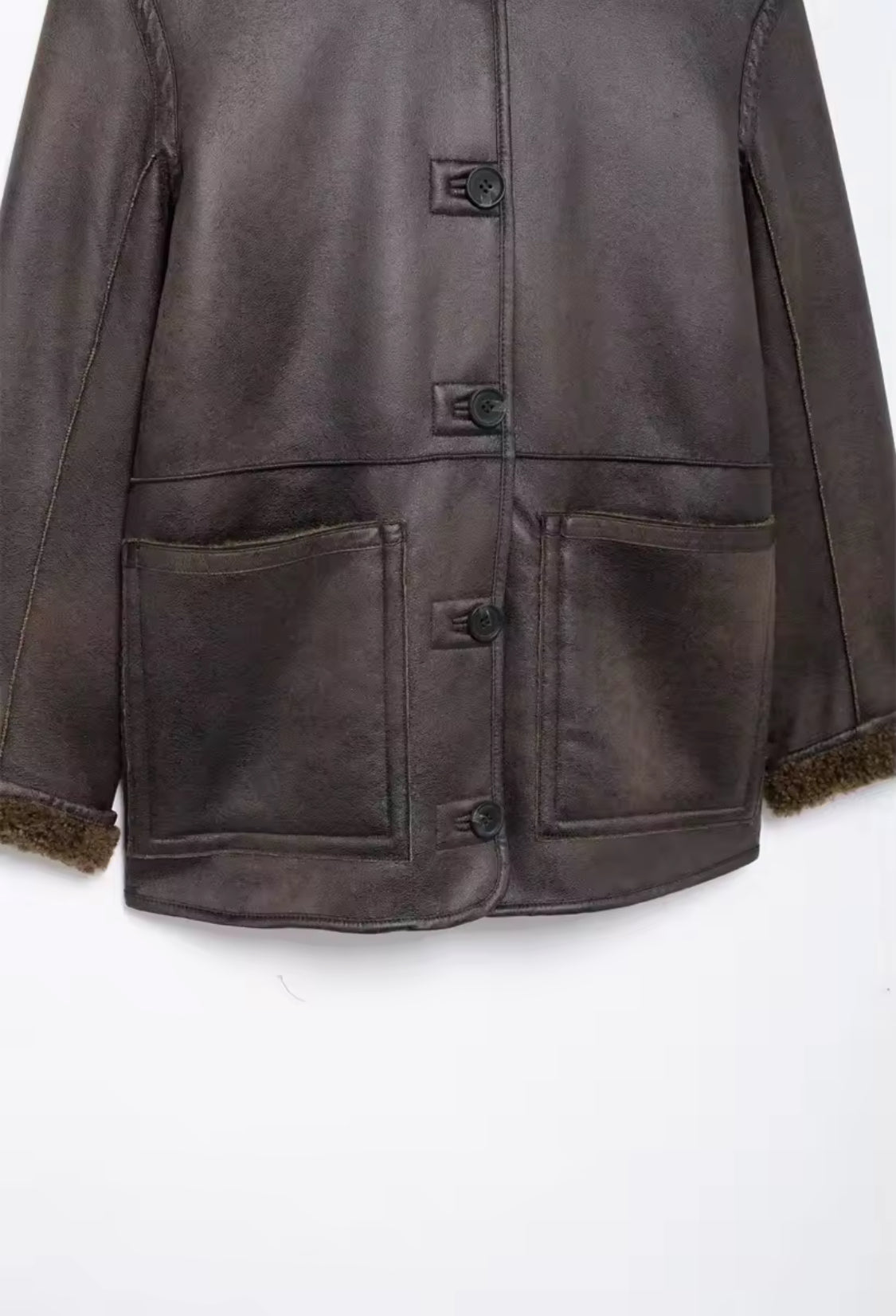 Faux Leather Reversible Coat