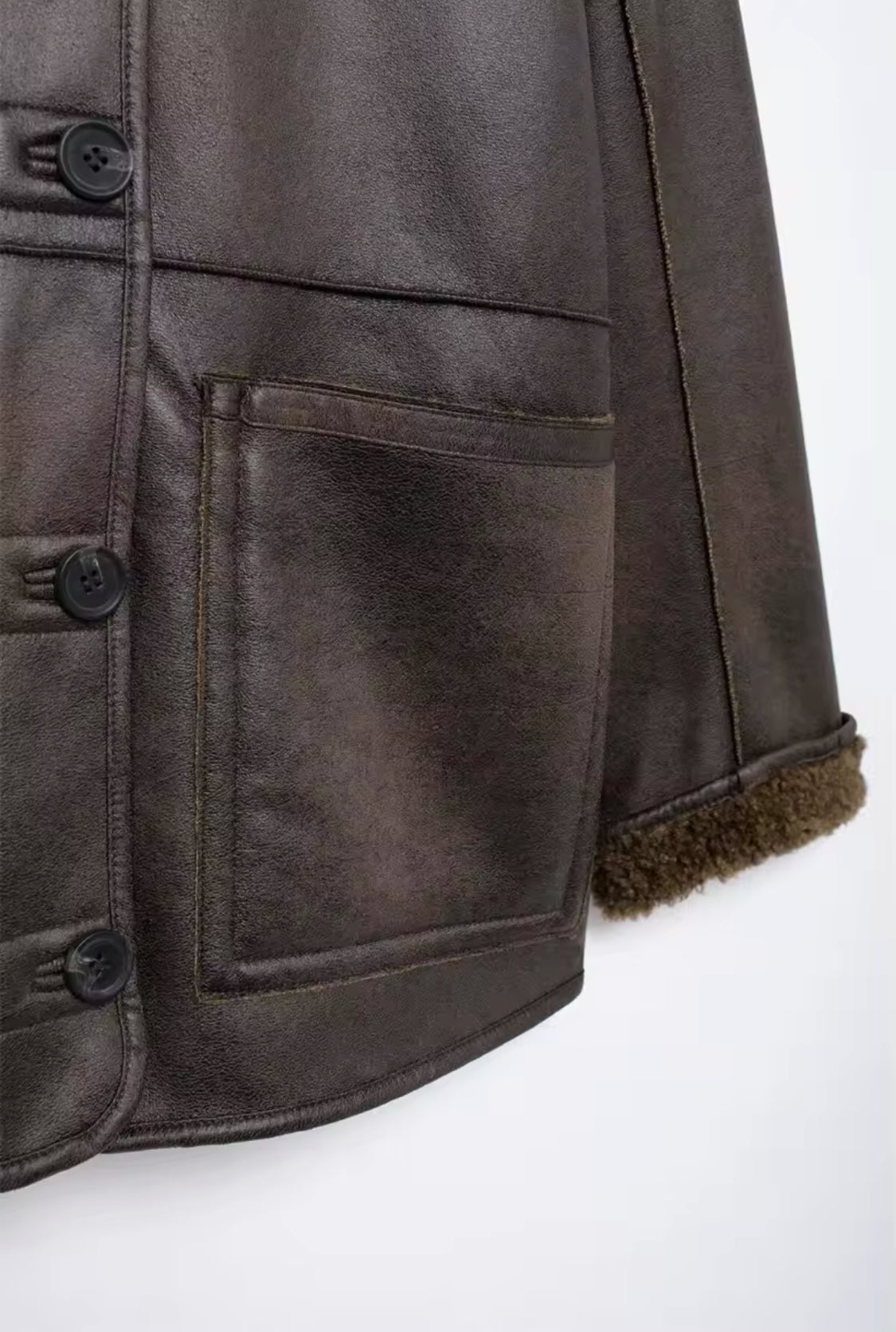 Faux Leather Reversible Coat