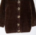 Brown Cardigan with Embellished Buttons