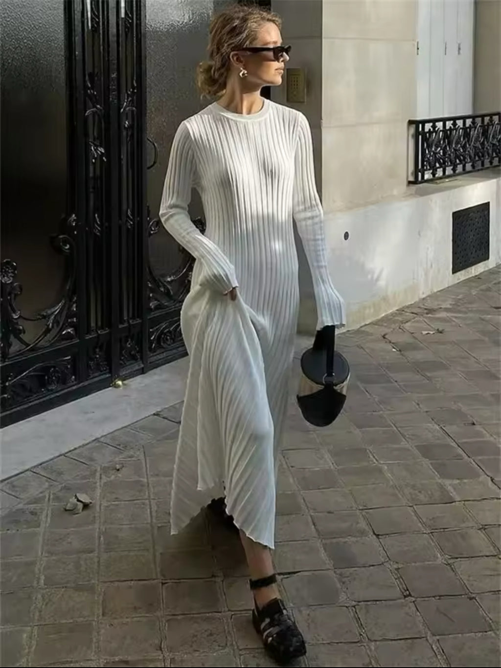 Ribbed Knit Midi Dress
