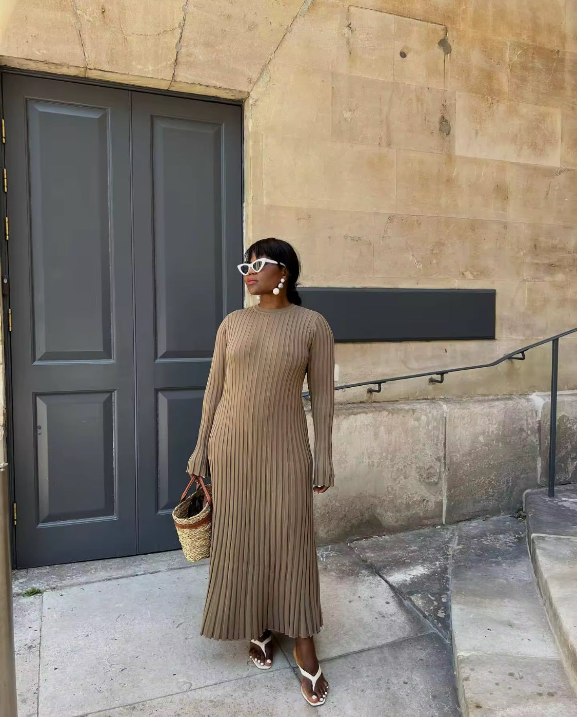 Ribbed Knit Midi Dress