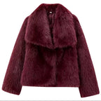 Burgundy Faux Fur Short Coat