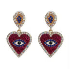 New Love Heart Eye Evil Drop Earrings