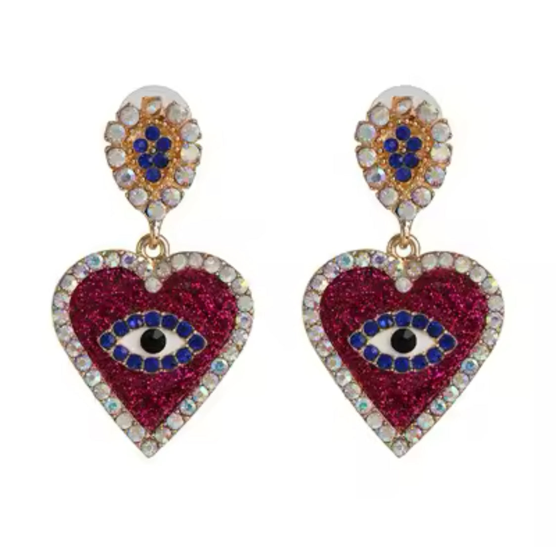 New Love Heart Eye Evil Drop Earrings