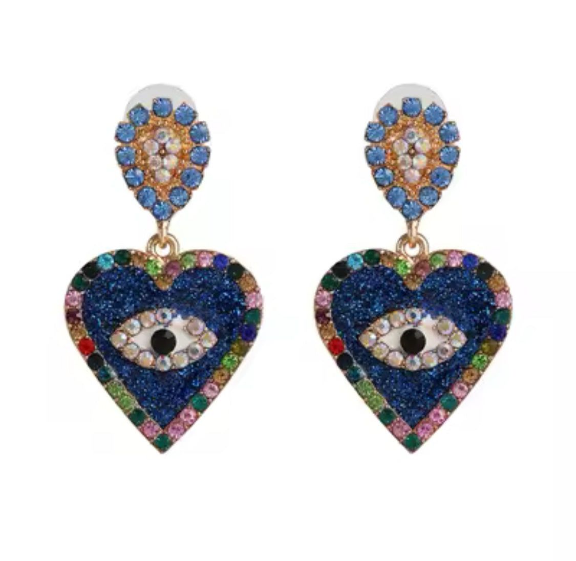 New Love Heart Eye Evil Drop Earrings