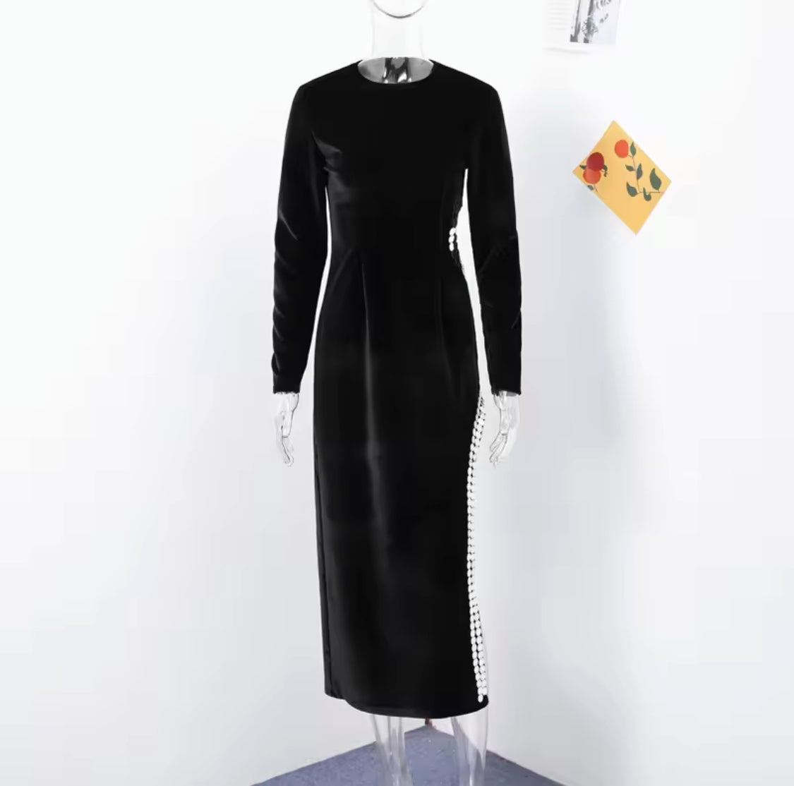 Cutout Velvet Long Sleeves Dress