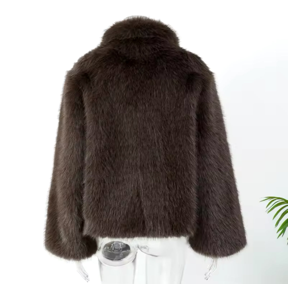 Brown Faux Fur Collared Coat