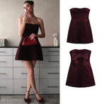 Chocolate Velvet Strapless Mini Dress