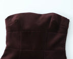 Chocolate Velvet Strapless Mini Dress