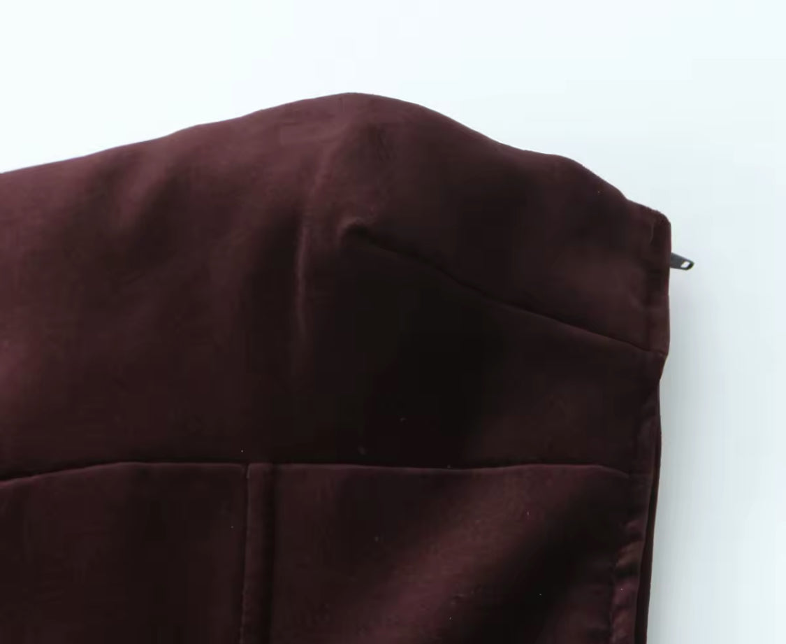 Chocolate Velvet Strapless Mini Dress