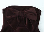 Chocolate Velvet Strapless Mini Dress