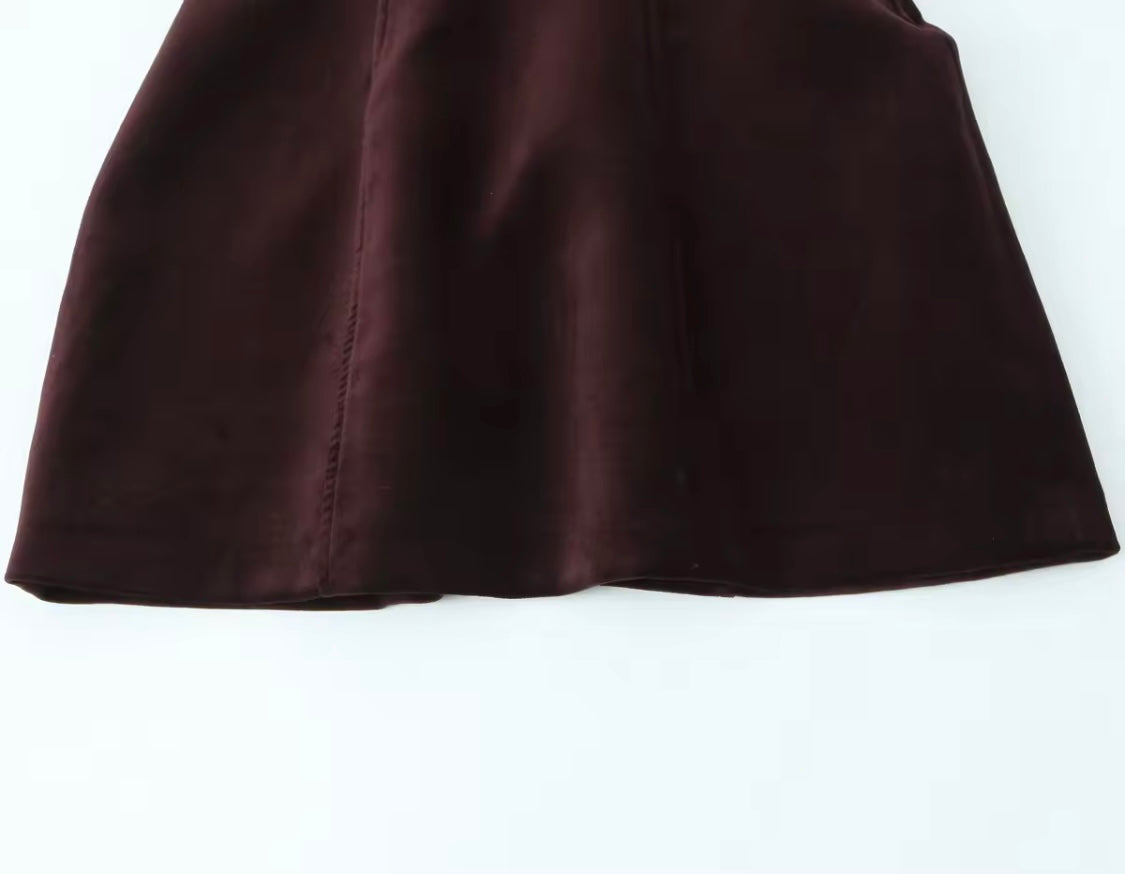 Chocolate Velvet Strapless Mini Dress