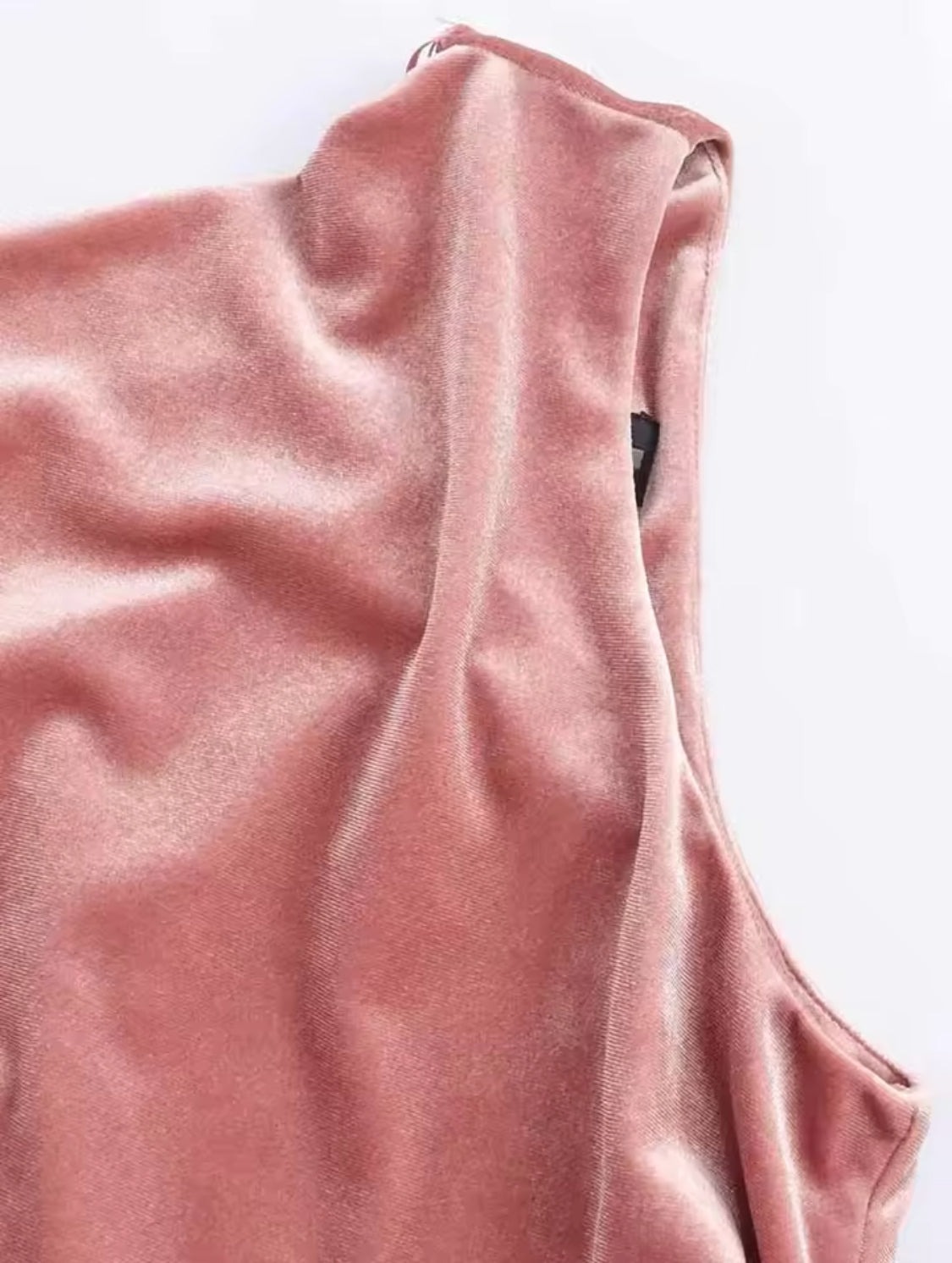 Pink Velvet Dress with Gold Detail