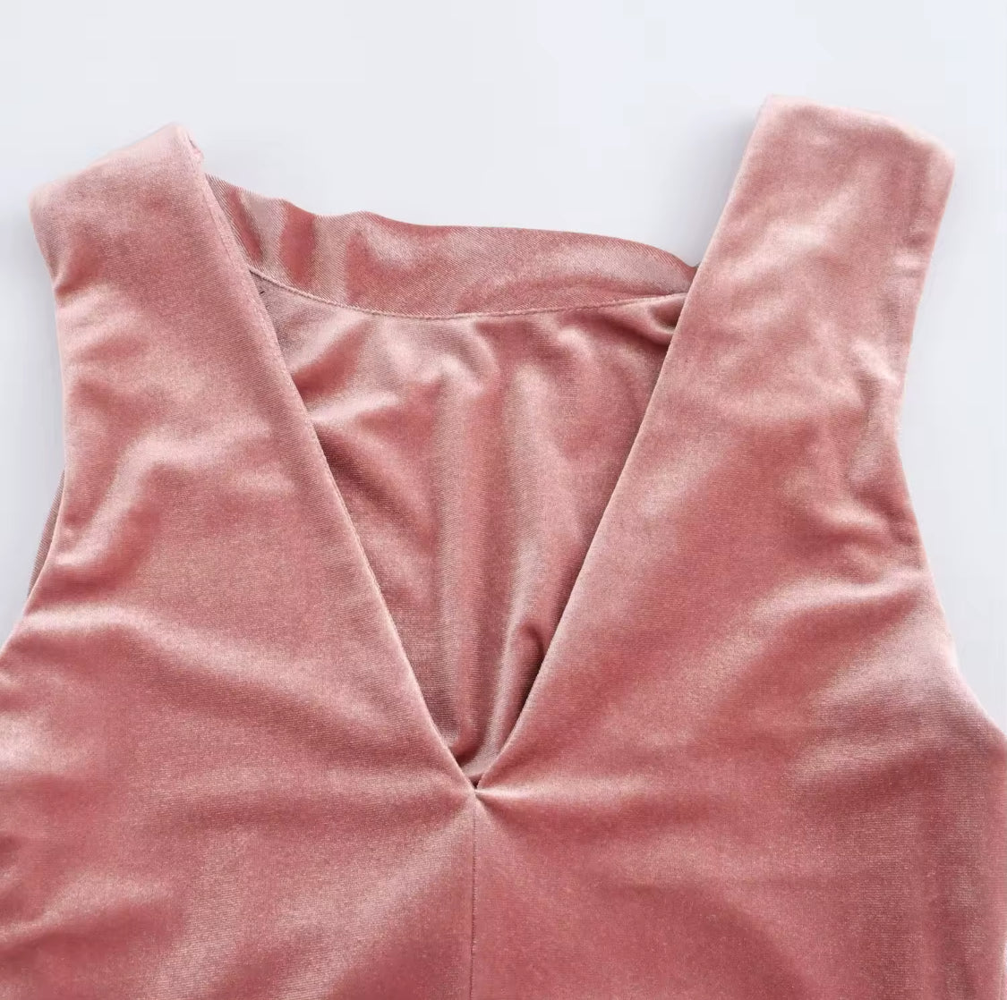 Pink Velvet Dress with Gold Detail