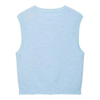 Blue Chunky Knit Gilet with Seashell Buttons