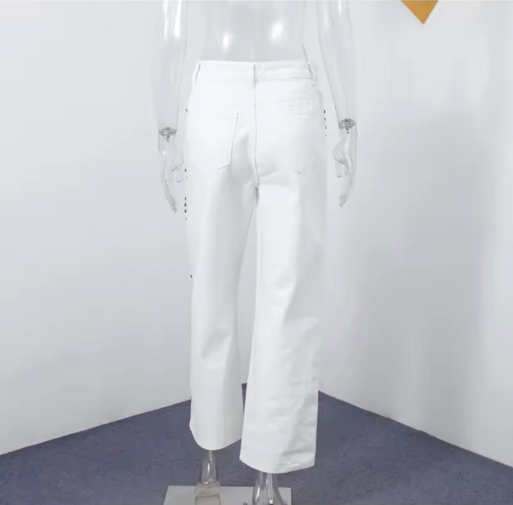 White Jeans with Studs