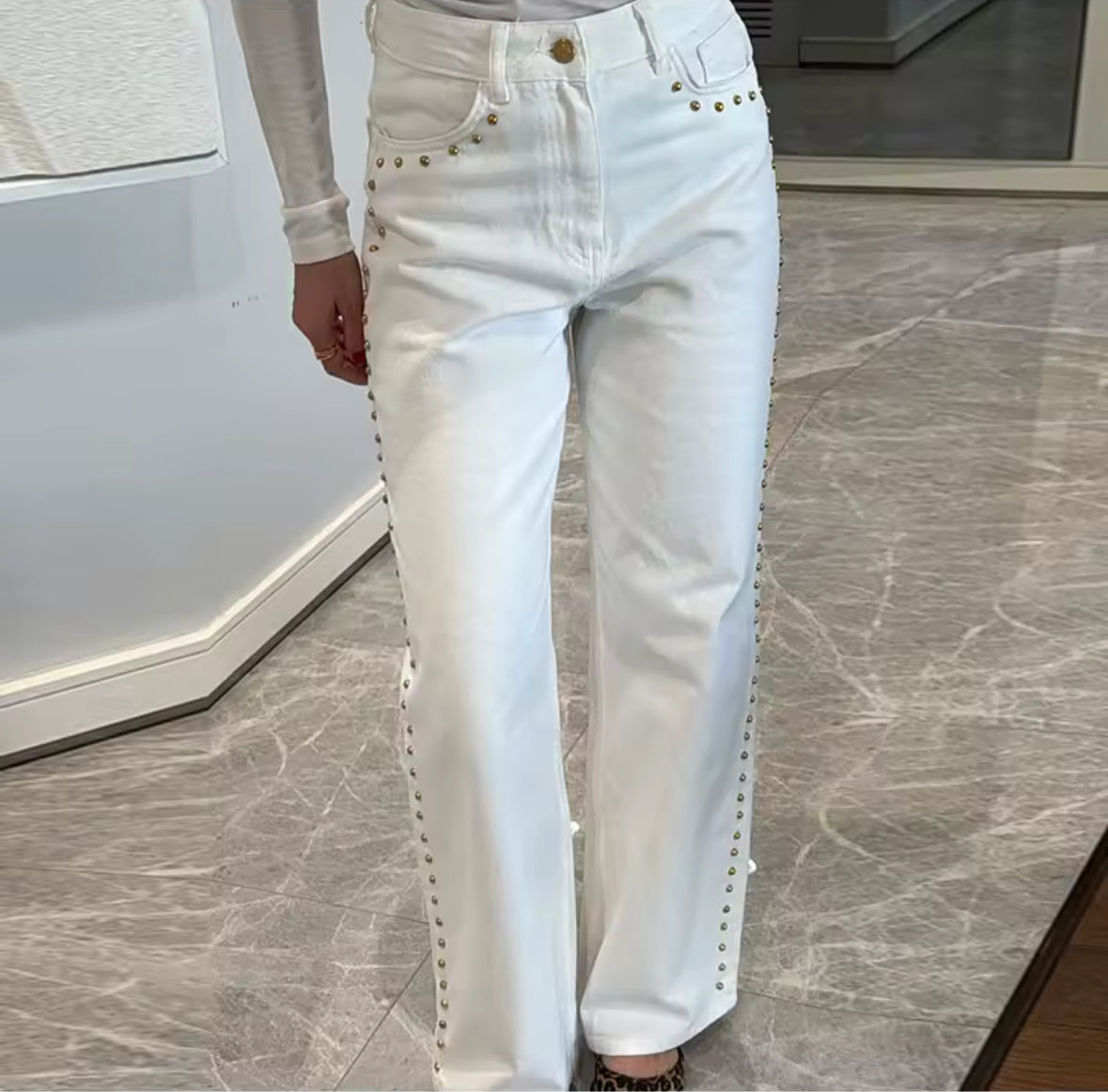 White Jeans with Studs