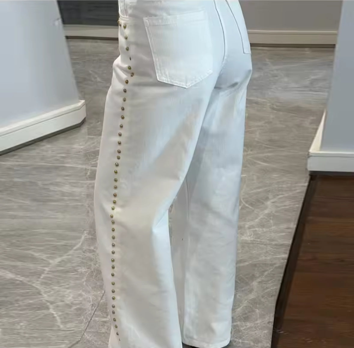 White Jeans with Studs