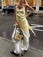 Asymmetric Satin Lace Slip Dress