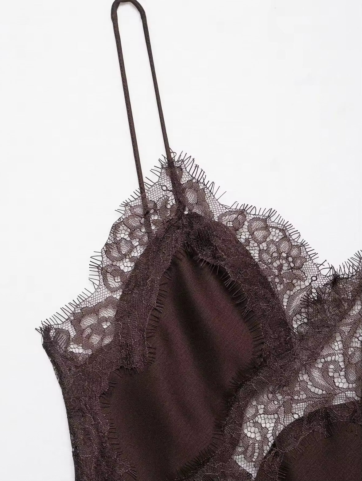 Asymmetric Satin Lace Slip Dress