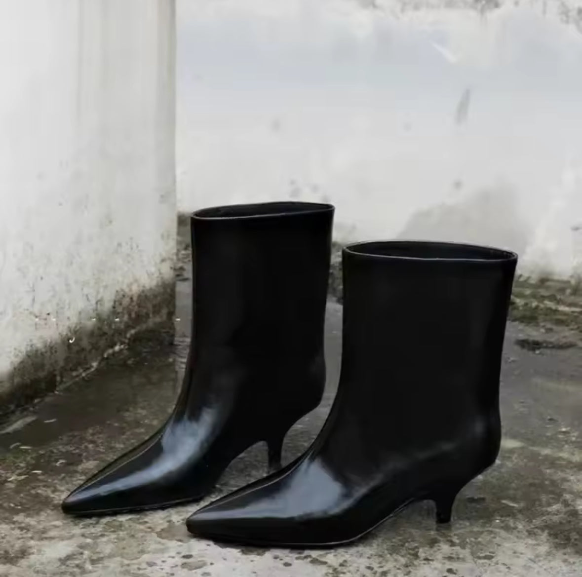 Faux Patent Leather Boots