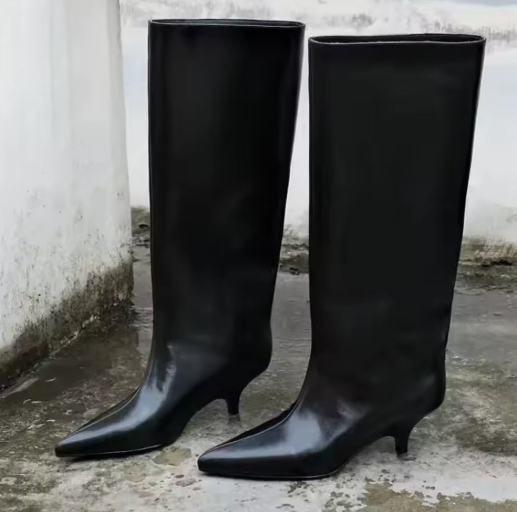 Faux Patent Leather Boots