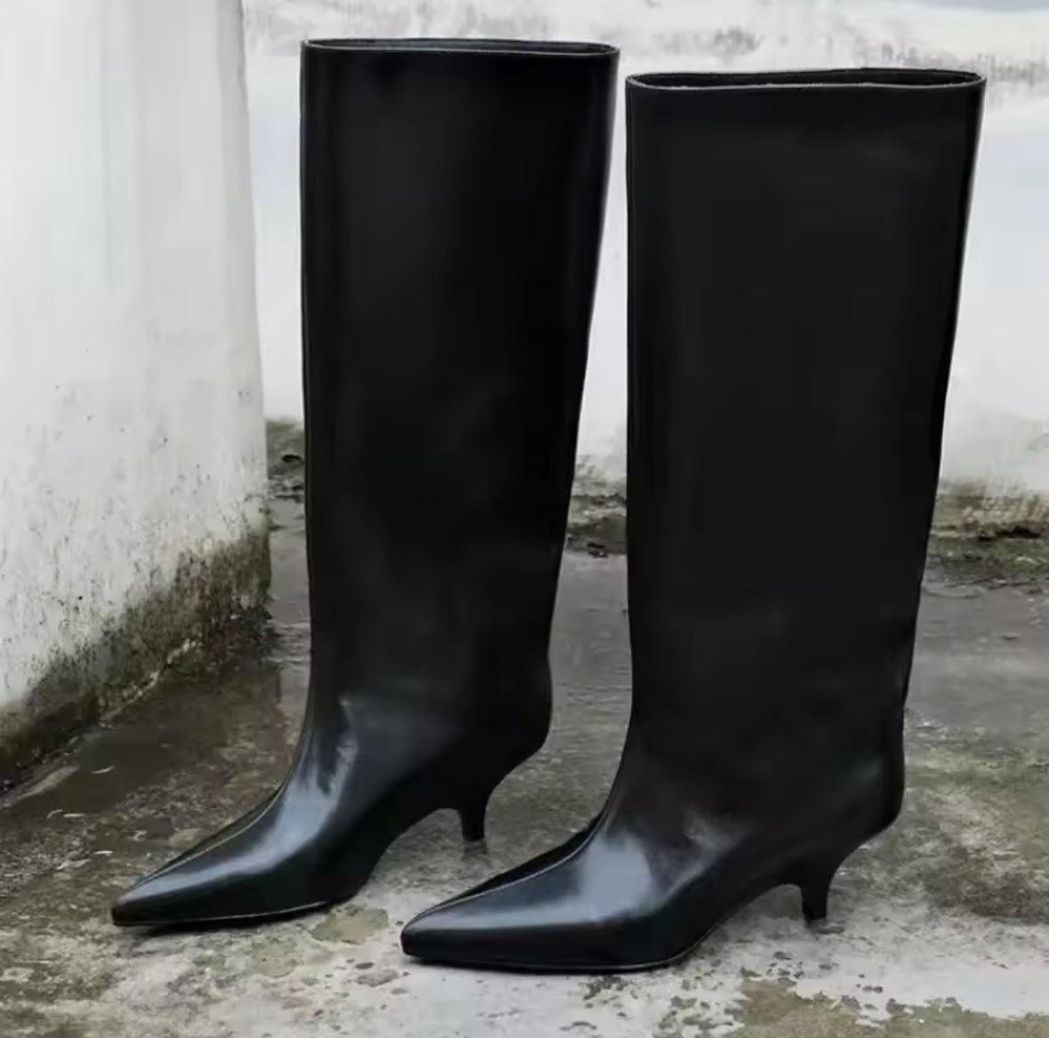 Faux Patent Leather Boots