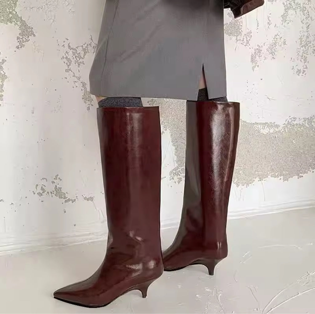 Faux Patent Leather Boots