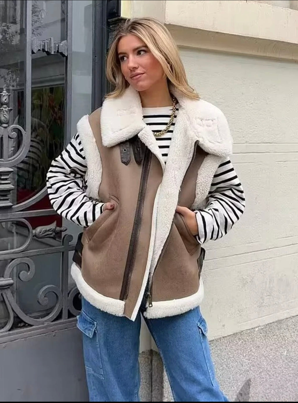 Faux Suede Fur Gilet Aviator Waistcoat