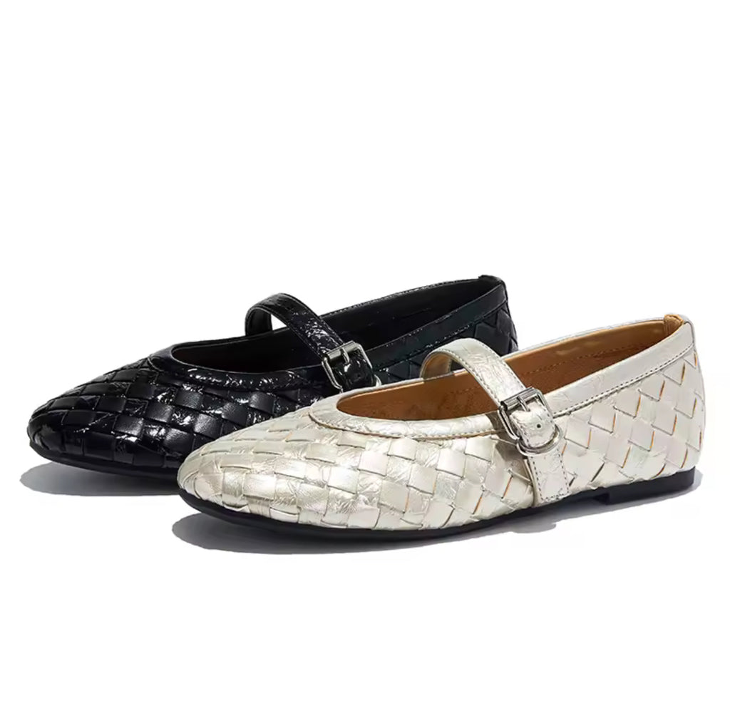Woven Leather Ballerina Flat