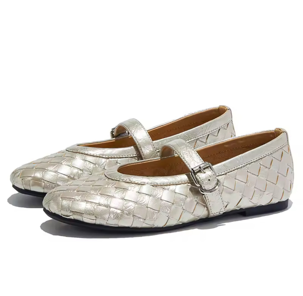 Woven Leather Ballerina Flat