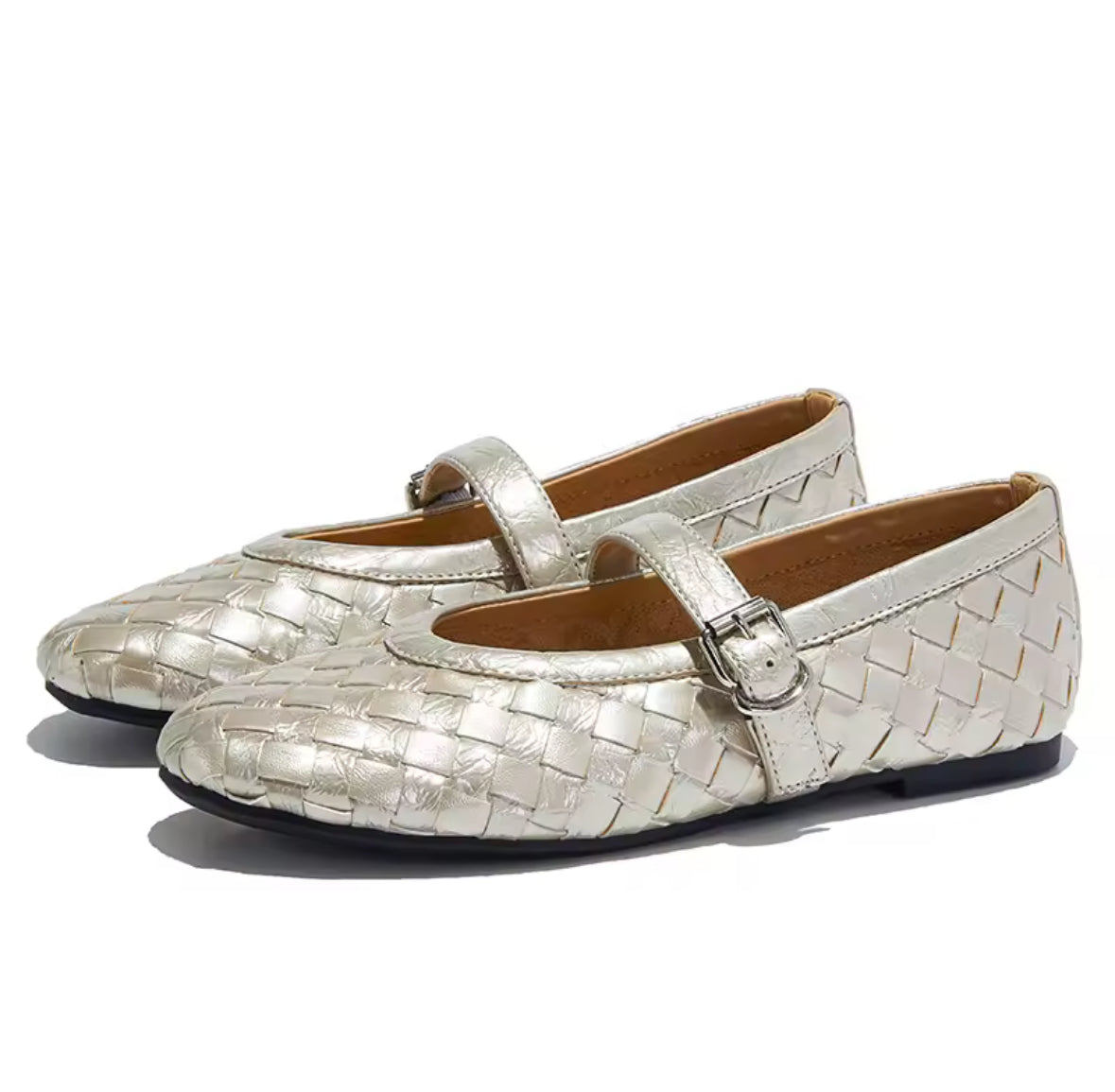 Woven Leather Ballerina Flat