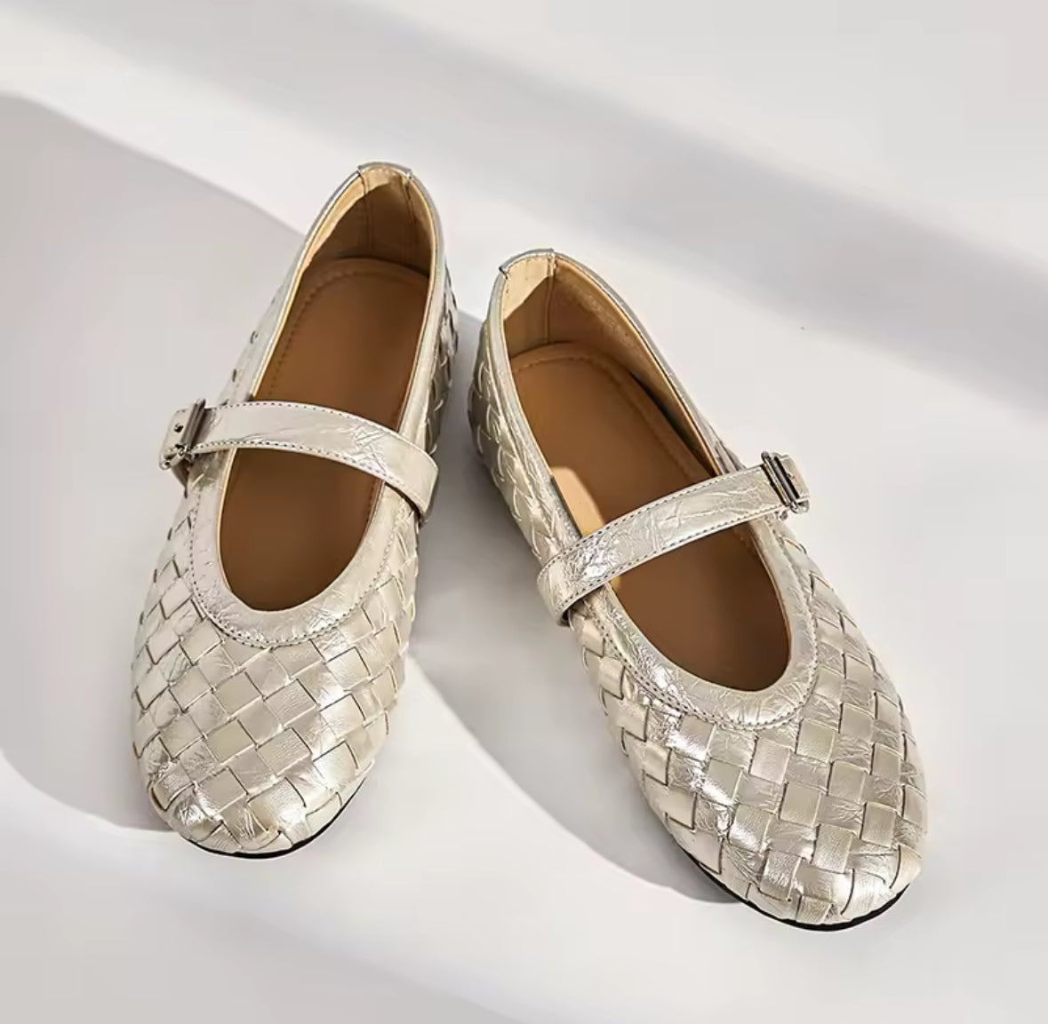 Woven Leather Ballerina Flat