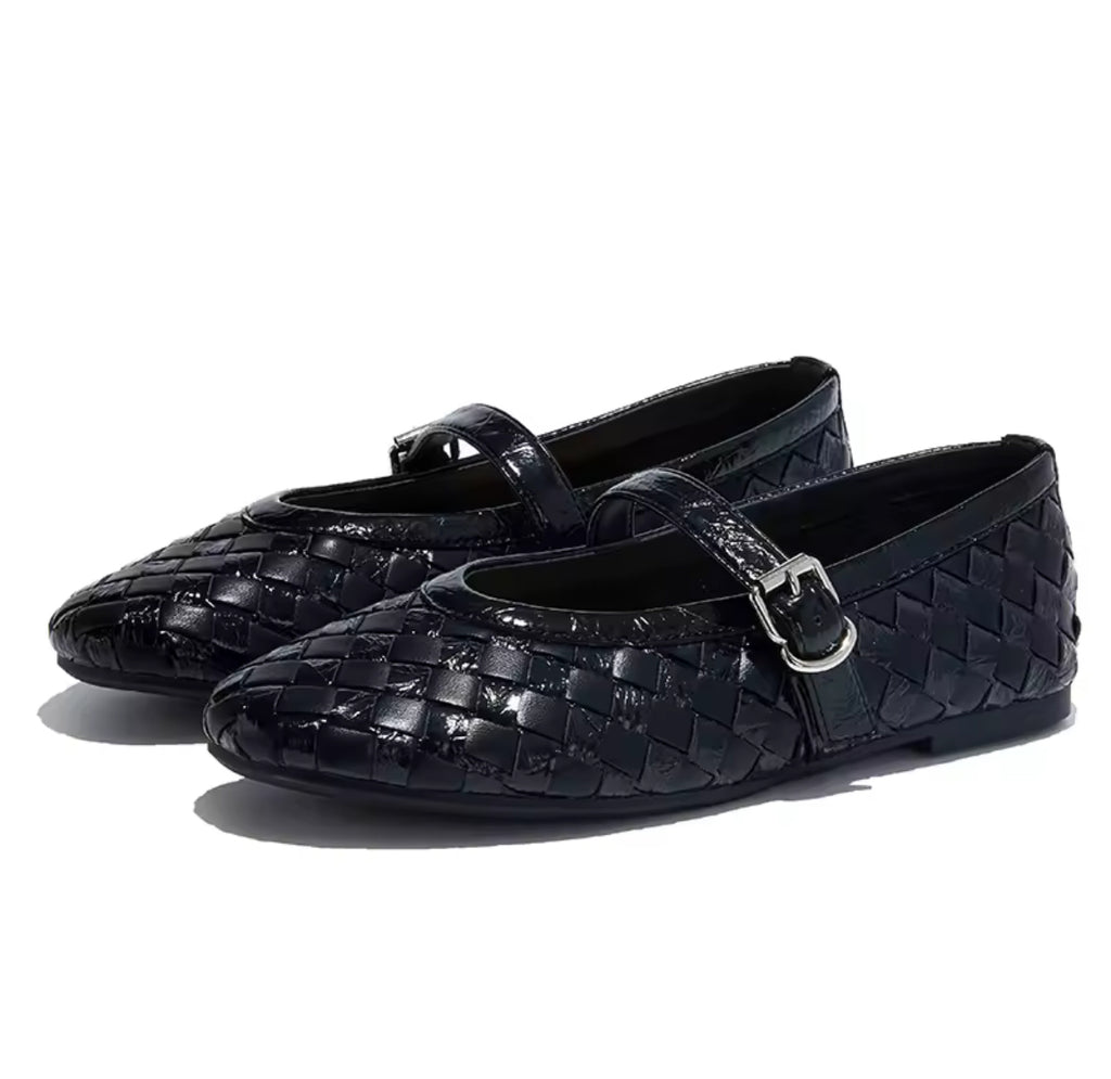 Woven Leather Ballerina Flat