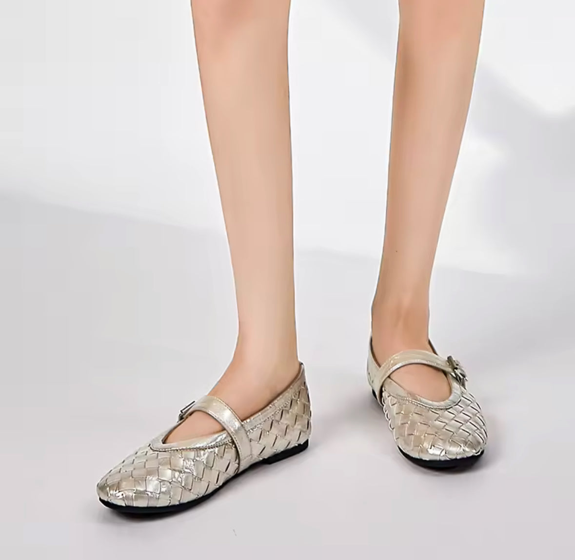 Woven Leather Ballerina Flat