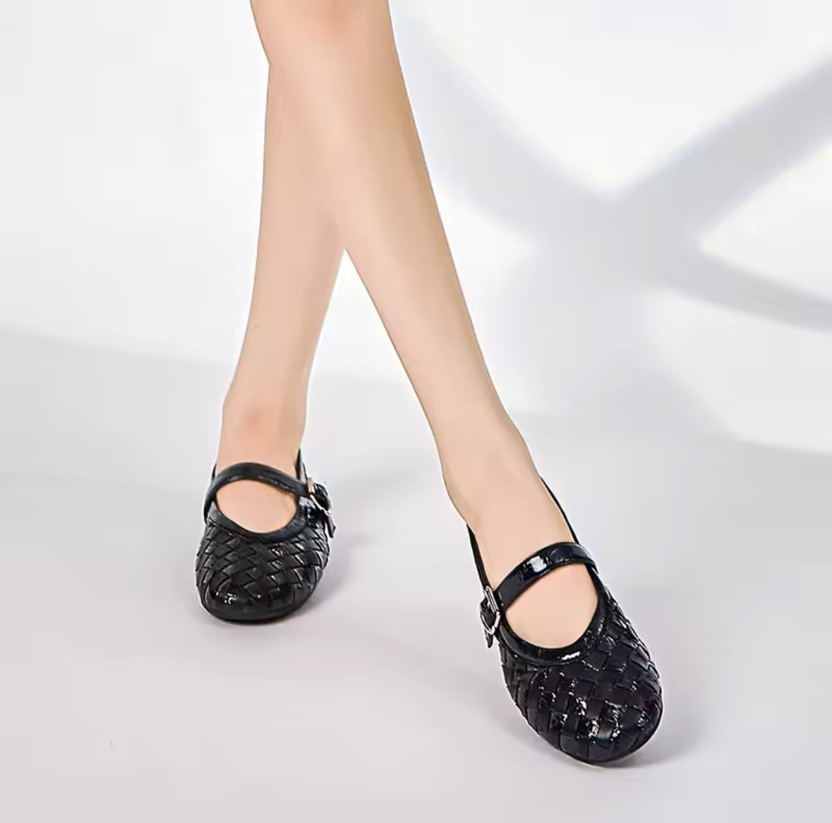 Woven Leather Ballerina Flat