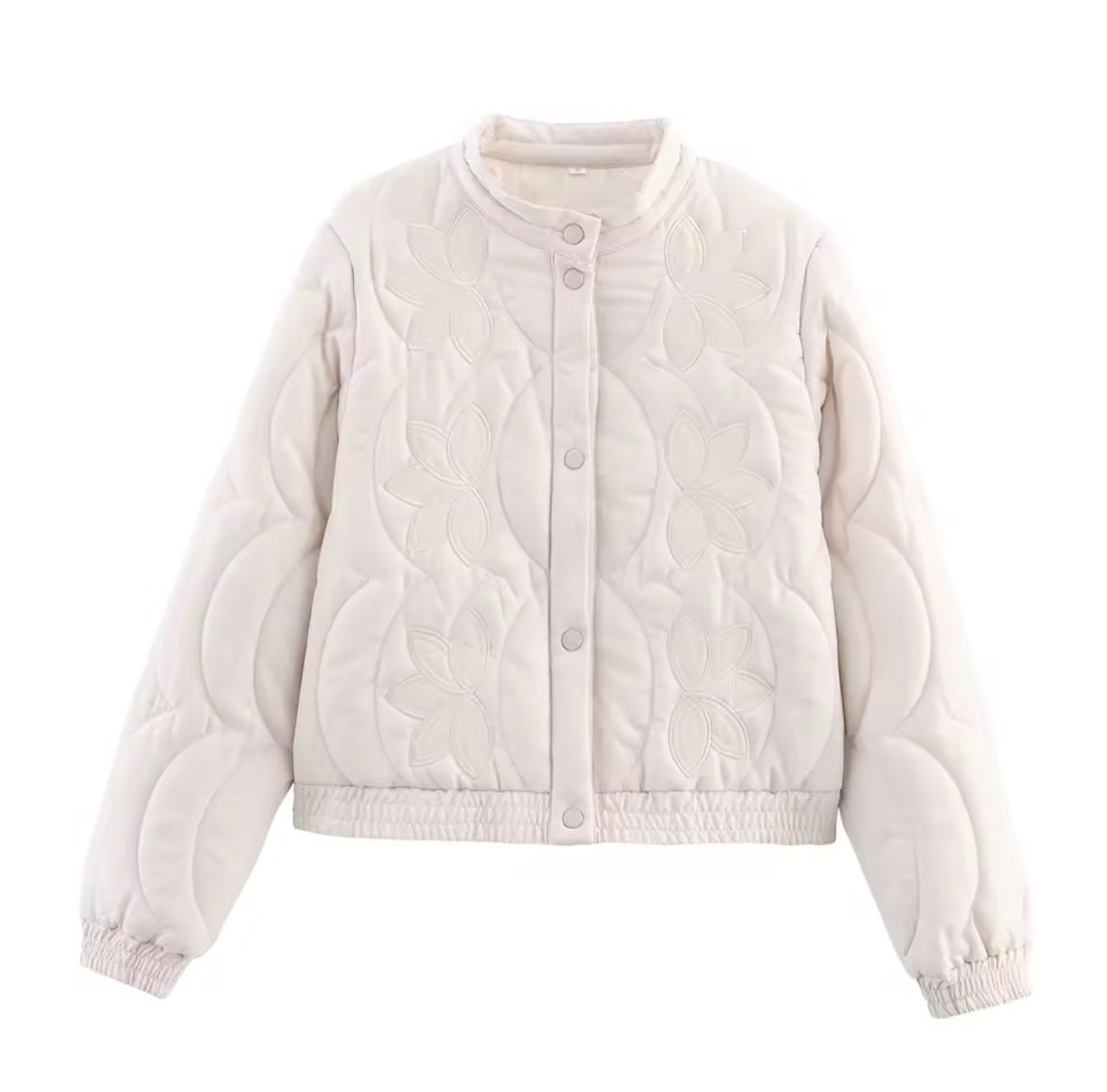Quilted Jacket with Flower Patches