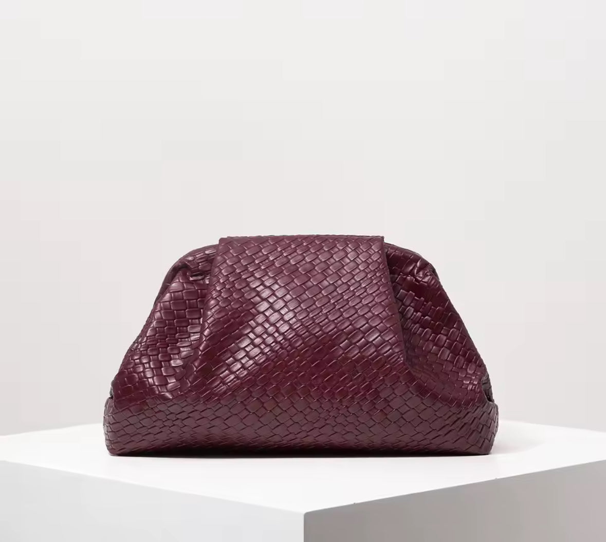 Weave Effect Burgundy Clutch