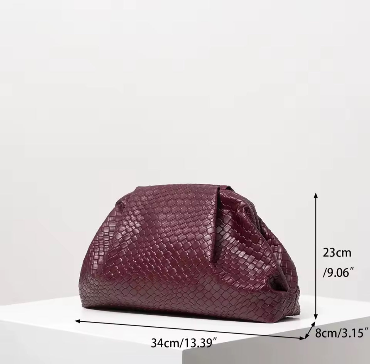 Weave Effect Burgundy Clutch