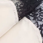 Asymmetric B&W Satin Lace Slip Dress