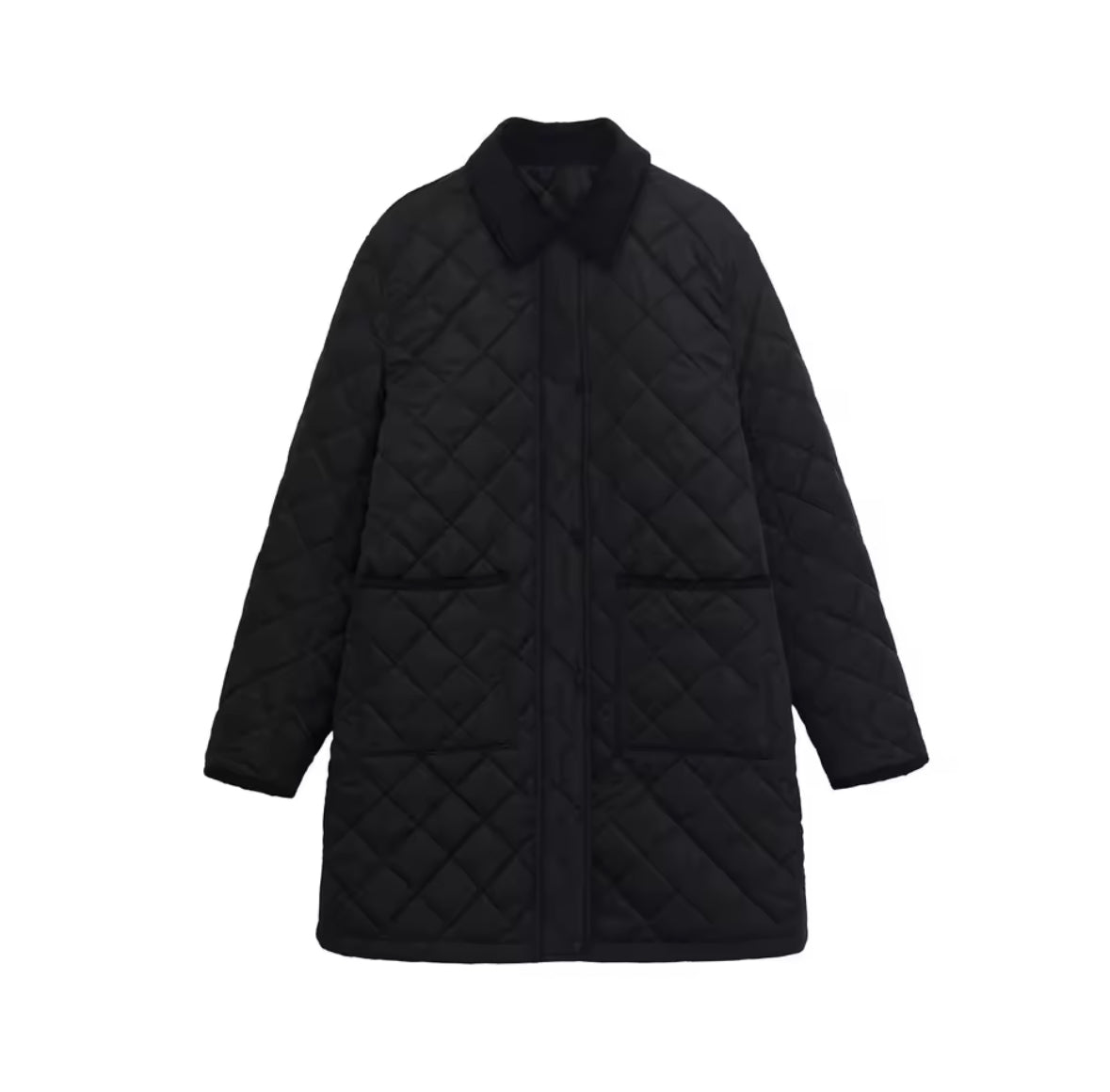 Quilted Corduroy Trim Coat