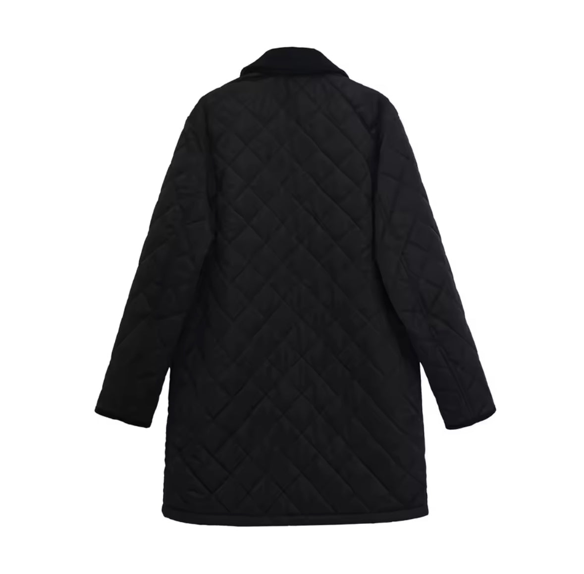 Quilted Corduroy Trim Coat