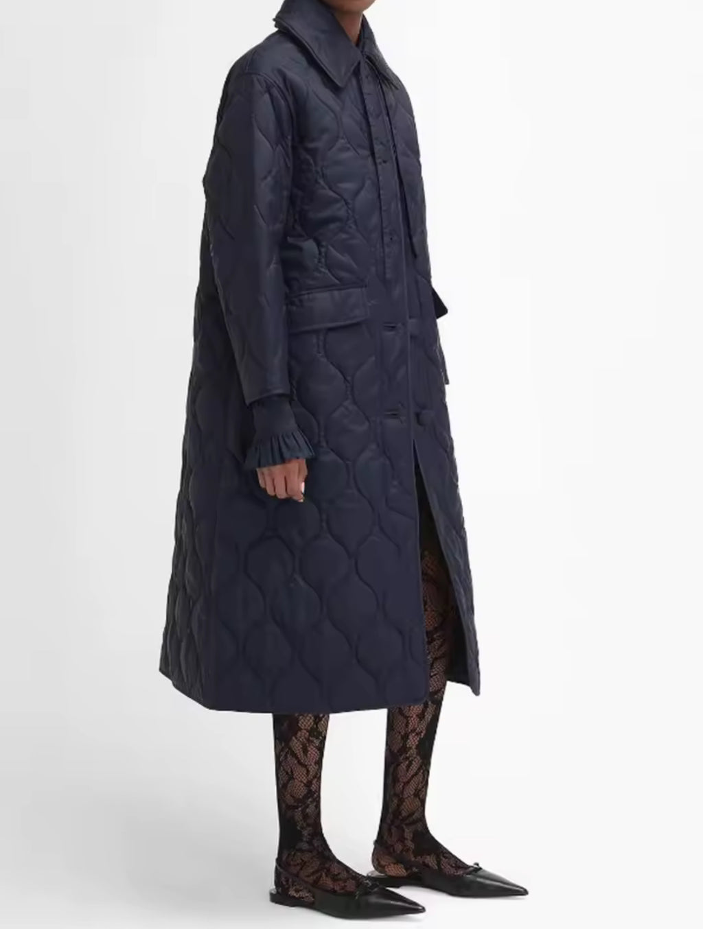 Collared Navy Quilted Coat