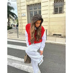 Red Knit Gilet with Gold Buttons