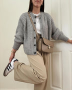 Alpaca Blend Round Neck Cardigan