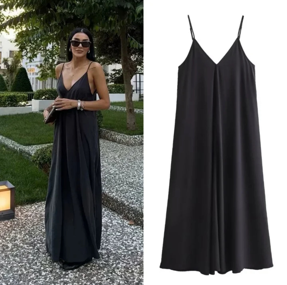 V Neck Slip Long Dress