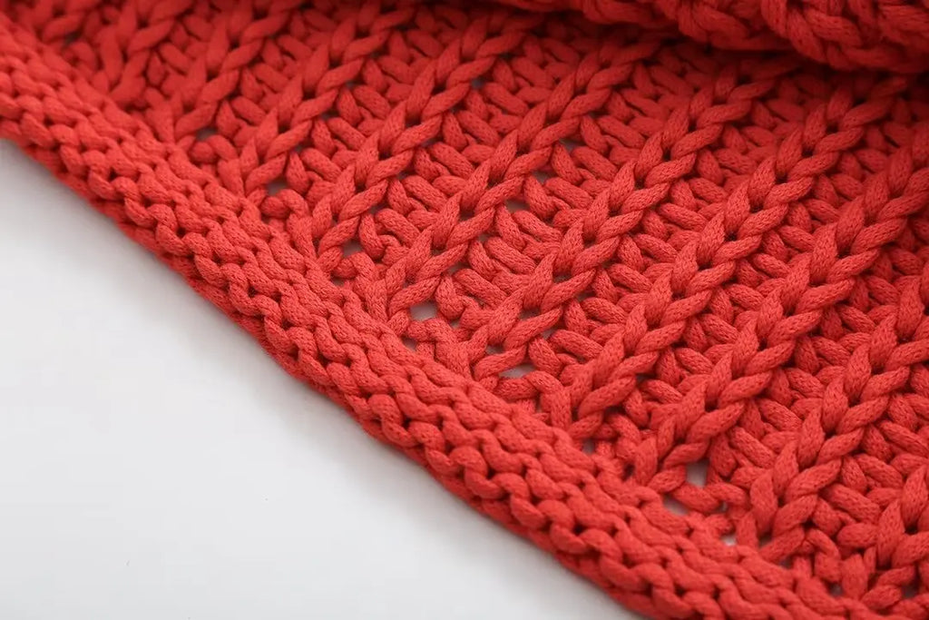 Red Knit Gilet with Gold Buttons