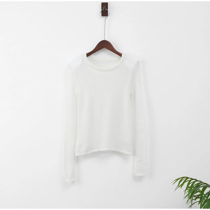 See Through Shoulder Padded Sweater