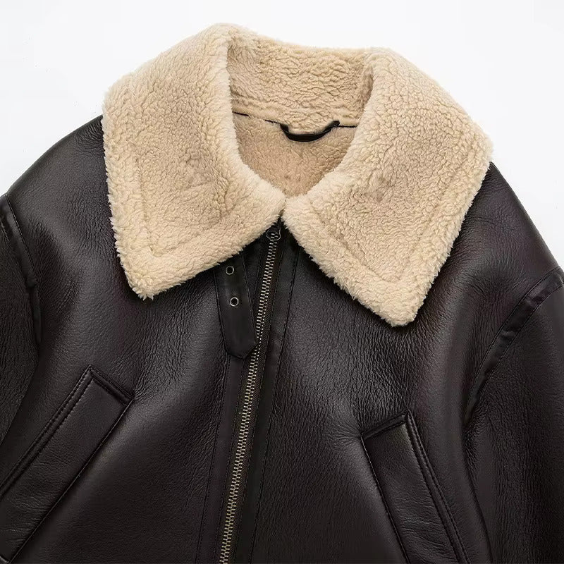 Faux Shearling Cropped Coat