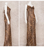 Leopard Cowl Neck Chiffon Sheer Maxi Long Sexy Dress